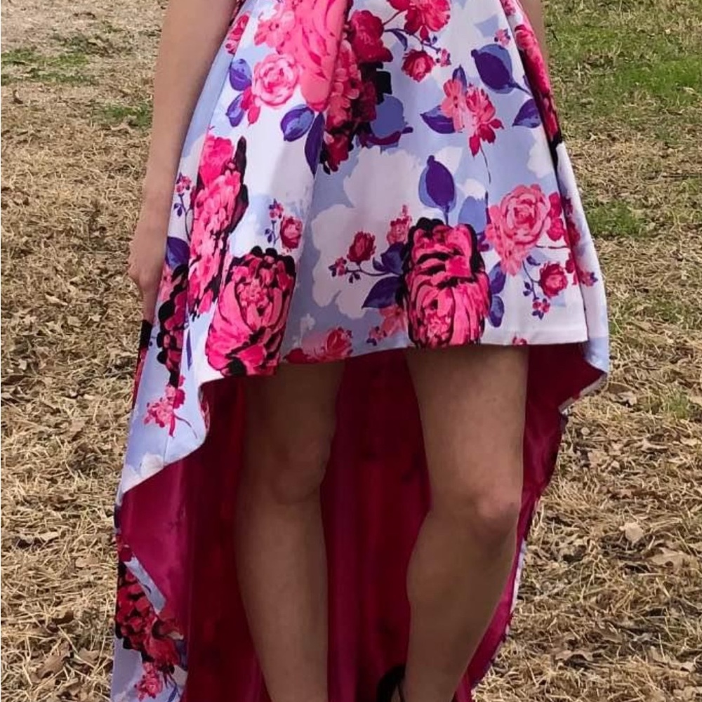 B Darlin Pink and Purple High-Low Cocktail Skirt